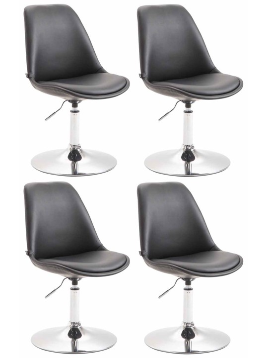 Lot de 4 chaises de salle à manger Maverick C simili cuir, noir