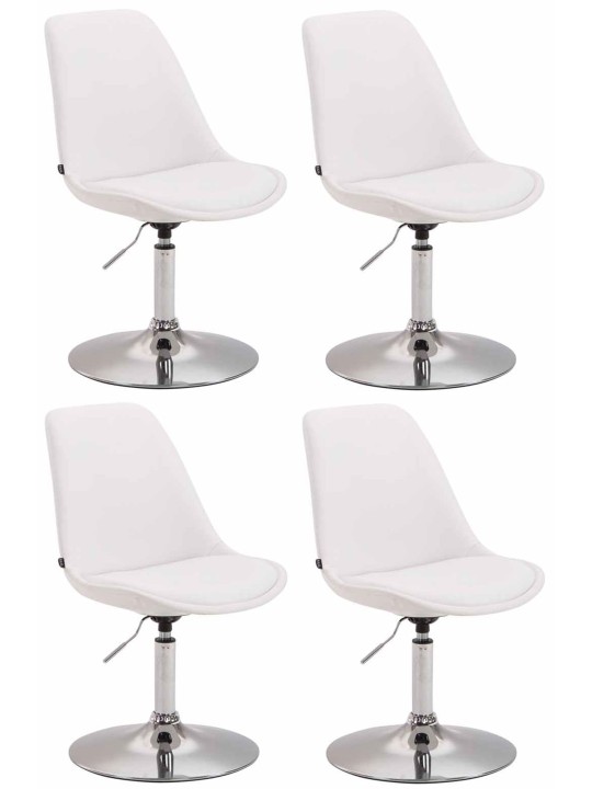 Lot de 4 chaises de salle à manger Maverick C simili cuir, blanc