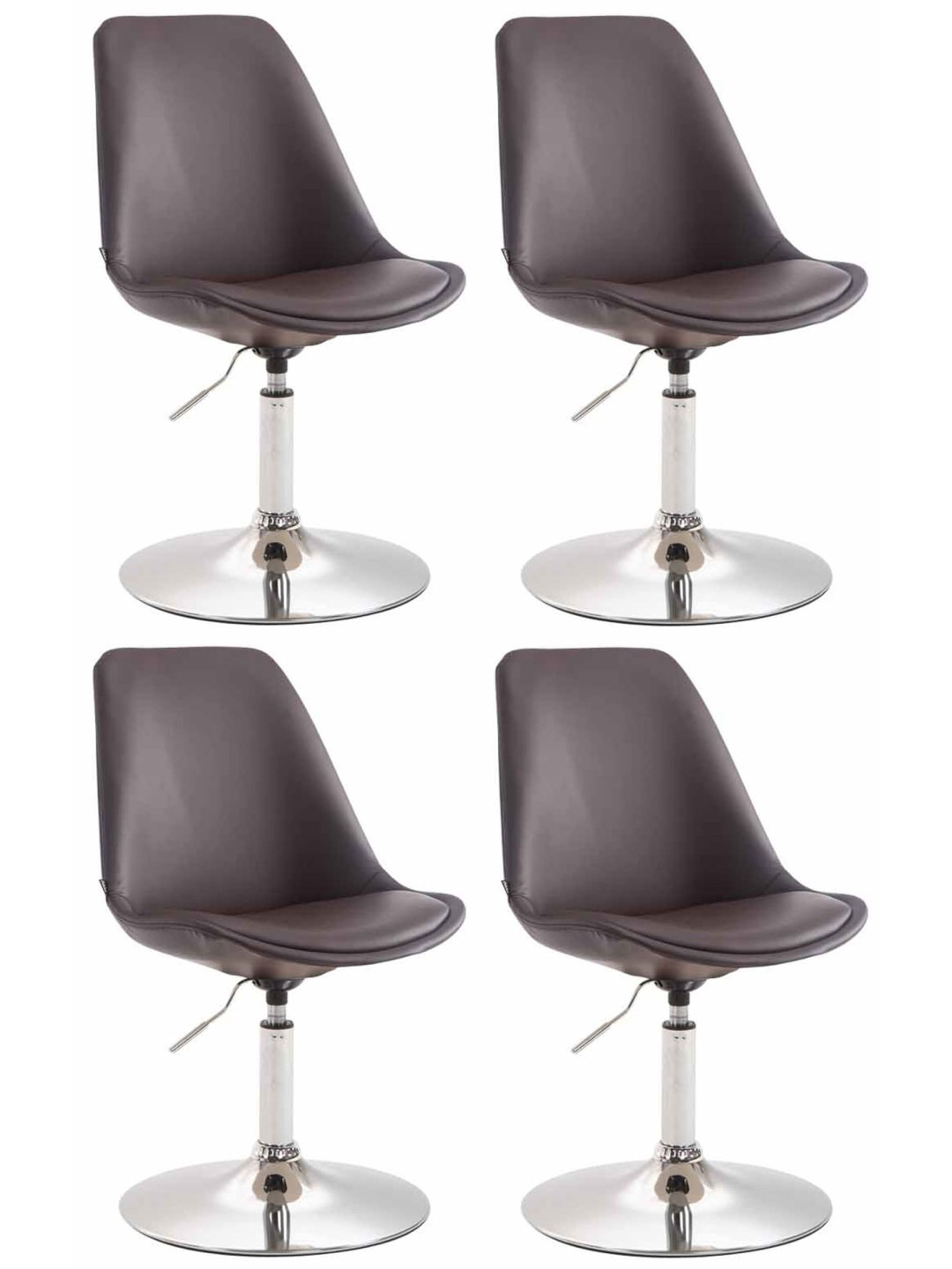 Lot de 4 chaises de salle à manger Maverick C simili cuir, brun