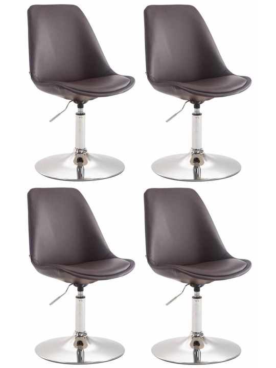 Lot de 4 chaises de salle à manger Maverick C simili cuir, brun