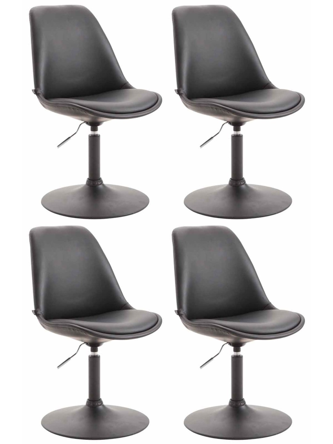 Lot de 4 chaises de salle à manger Maverick B simili cuir, noir