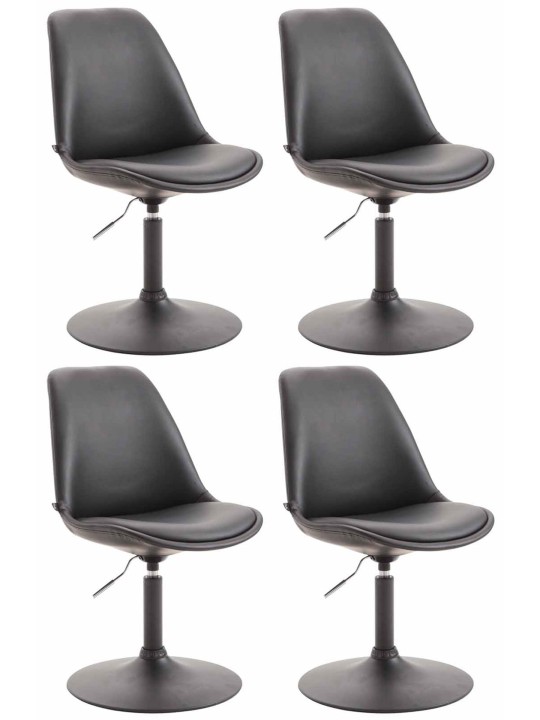 Lot de 4 chaises de salle à manger Maverick B simili cuir, noir