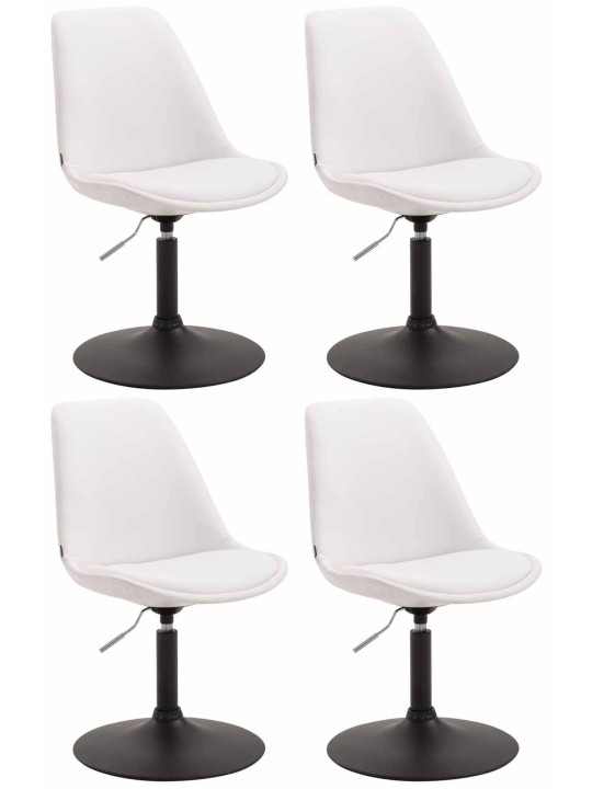 Lot de 4 chaises de salle à manger Maverick B simili cuir, blanc