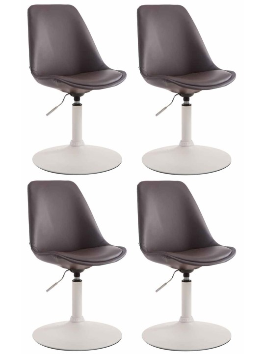 Lot de 4 chaises de salle à manger Maverick W simili cuir, brun