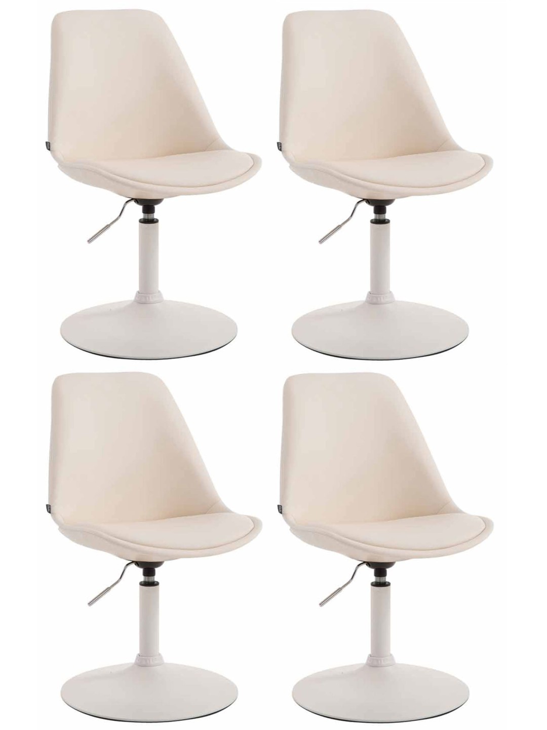 Lot de 4 chaises de salle à manger Maverick W simili cuir, crème