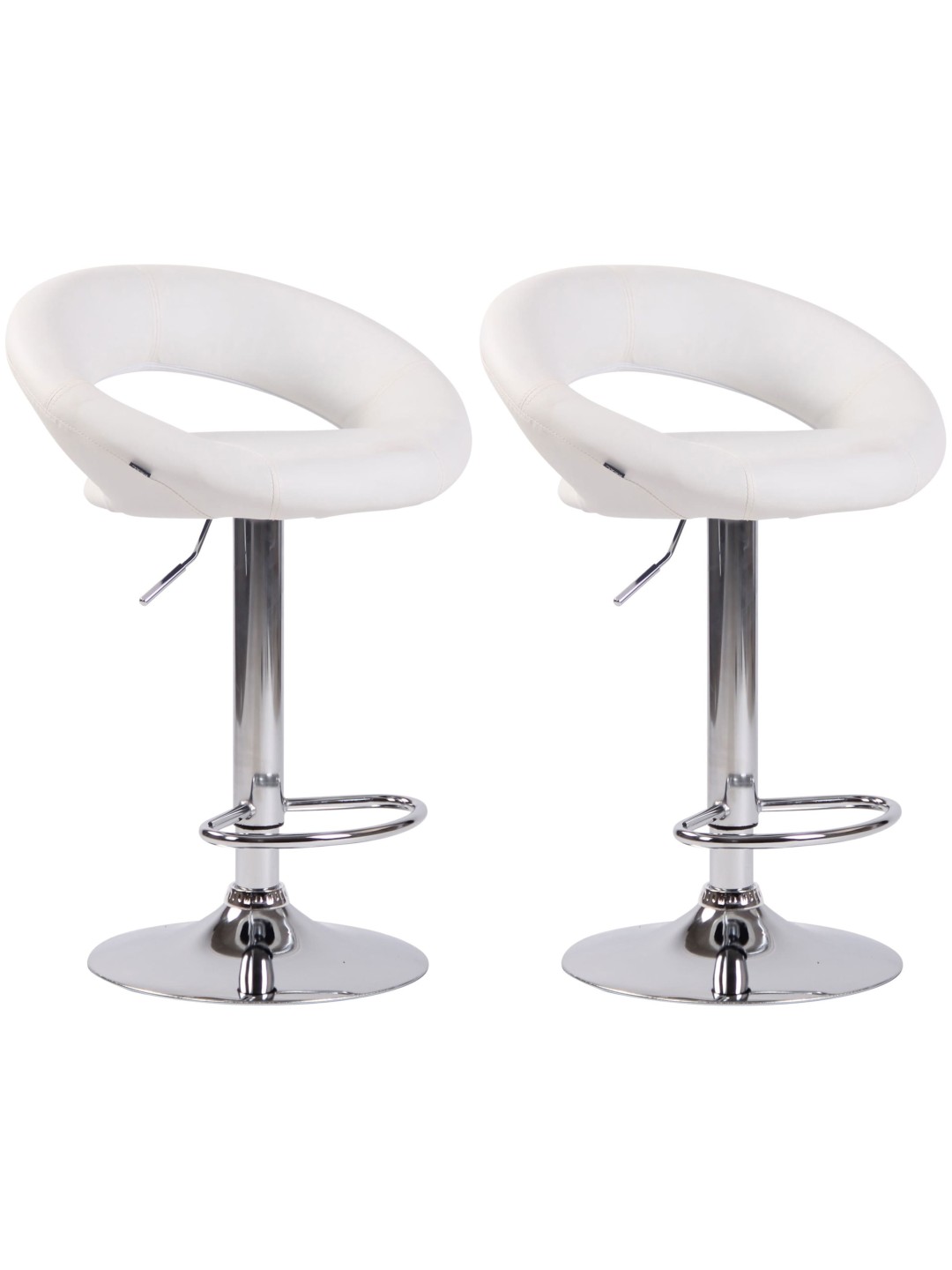 Lot de 2 tabourets de bar Olinda simili cuir chromé, blanc