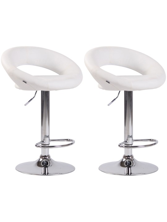 Lot de 2 tabourets de bar Olinda simili cuir chromé, blanc Lot de 2 tabourets de bar Olinda simili cuir chromé, blanc