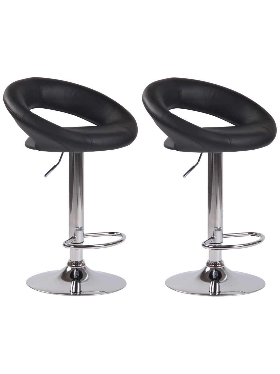 Lot de 2 tabourets de bar Olinda simili cuir chromé, noir