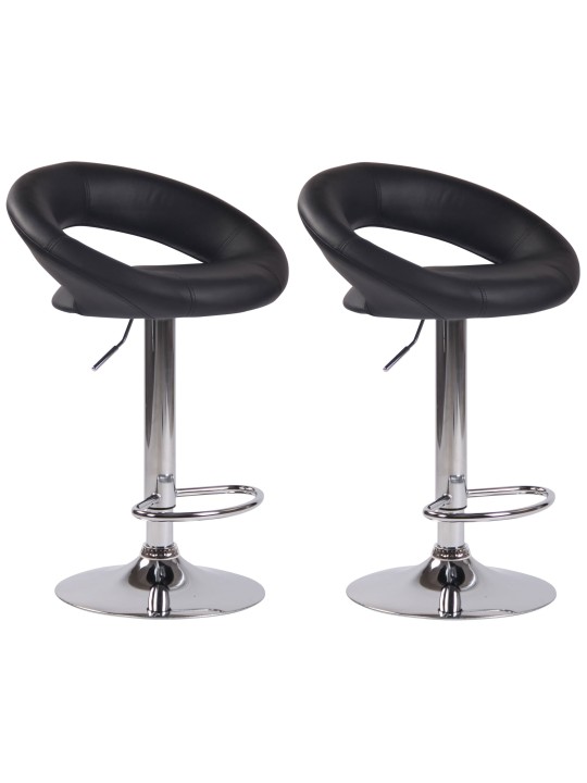 Lot de 2 tabourets de bar Olinda simili cuir chromé, noir