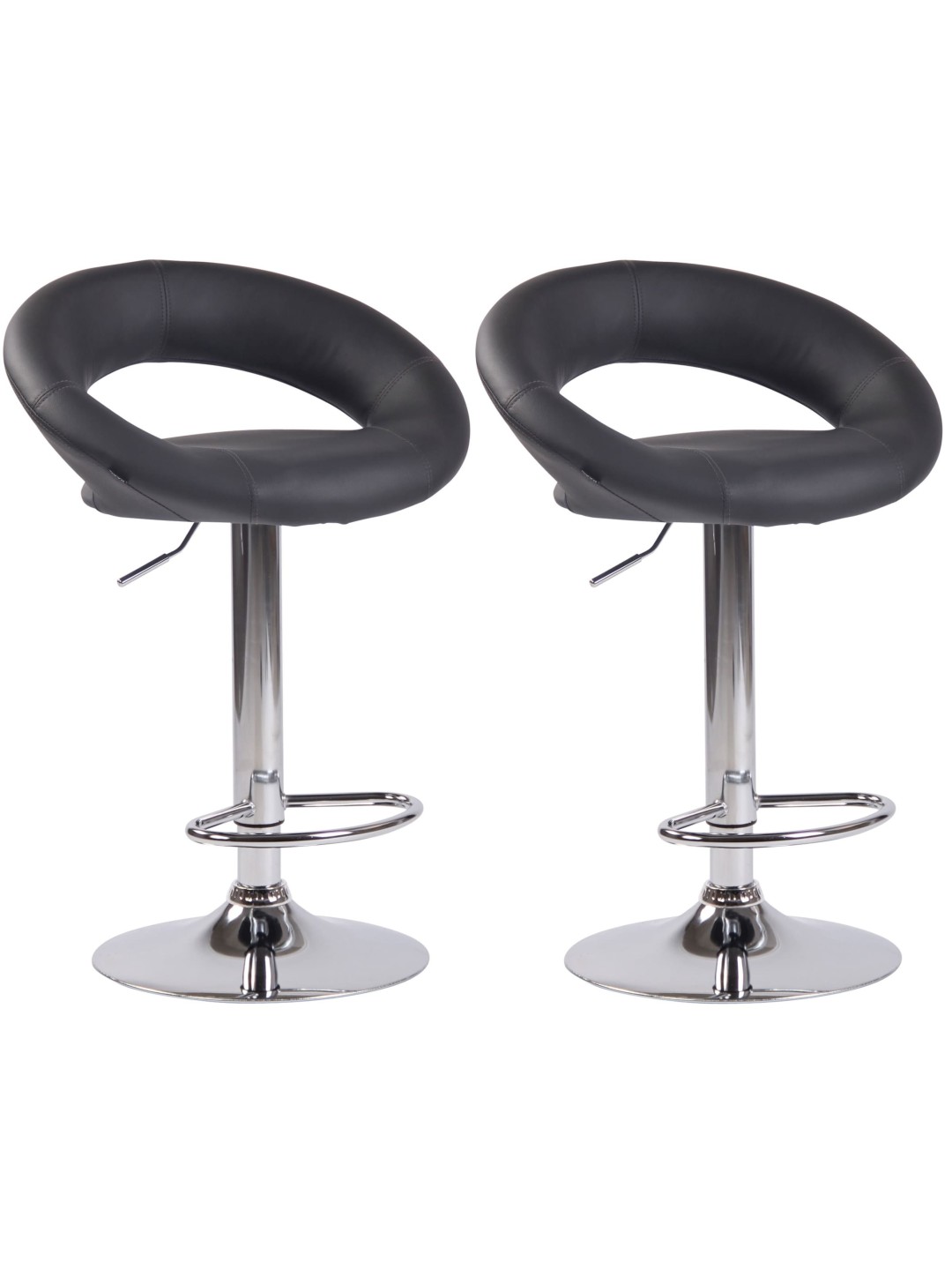 Lot de 2 tabourets de bar Olinda simili cuir chromé, gris