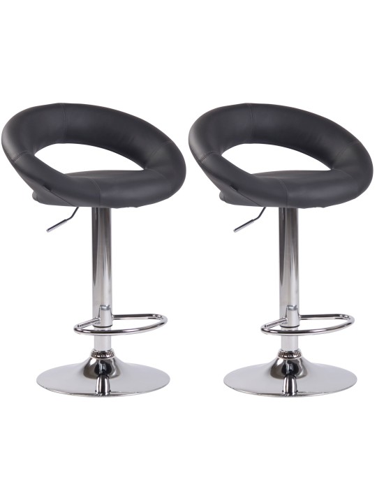 Lot de 2 tabourets de bar Olinda simili cuir chromé, gris