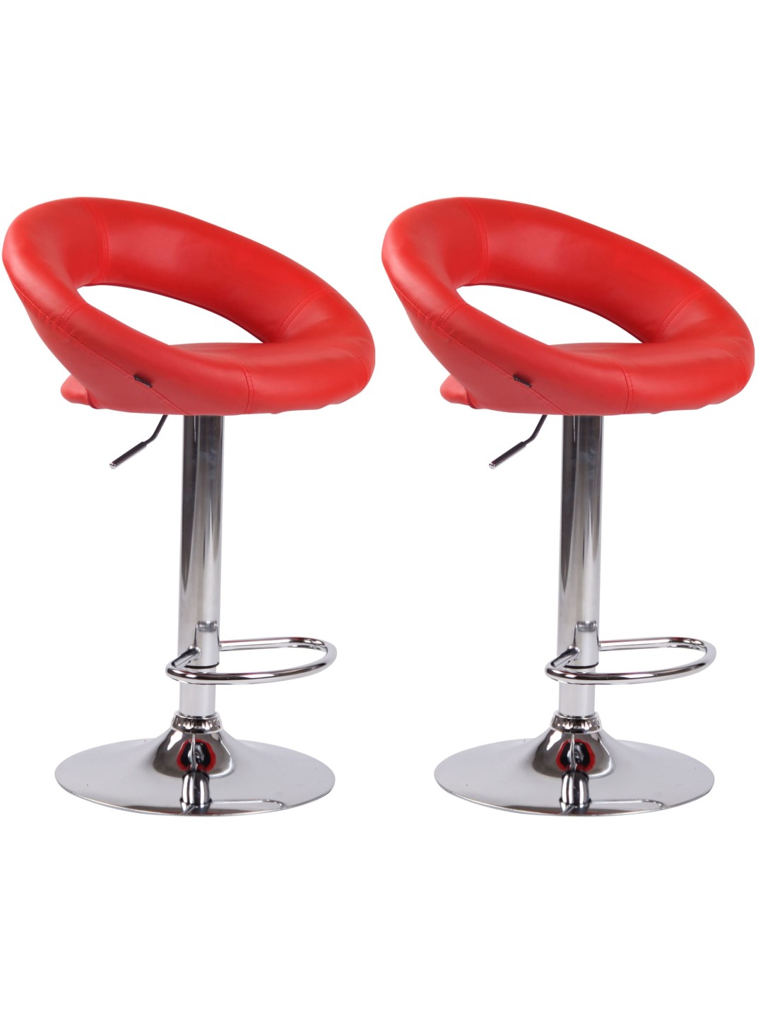 Lot de 2 tabourets de bar Olinda simili cuir chromé, rouge