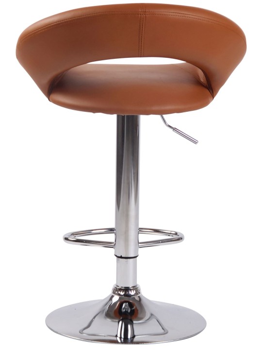 Lot de 2 tabourets de bar Olinda simili cuir chromé, brun clair
