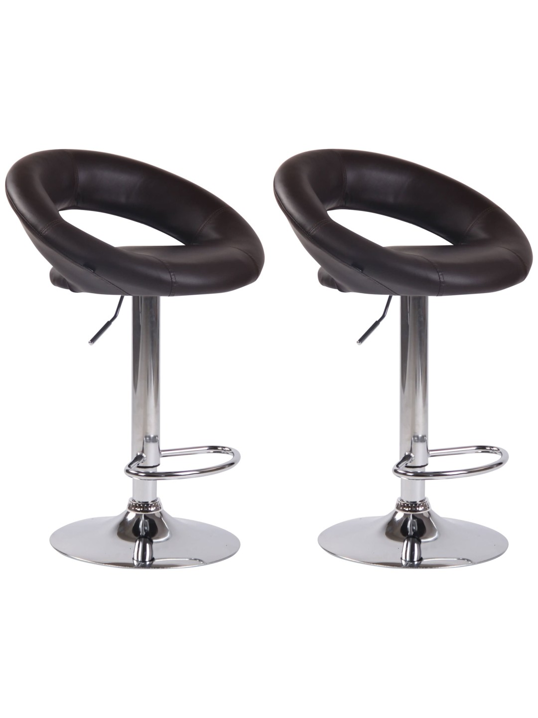 Lot de 2 tabourets de bar Olinda simili cuir chromé, brun
