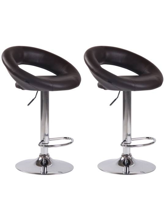Lot de 2 tabourets de bar Olinda simili cuir chromé, brun Lot de 2 tabourets de bar Olinda simili cuir chromé, brun
