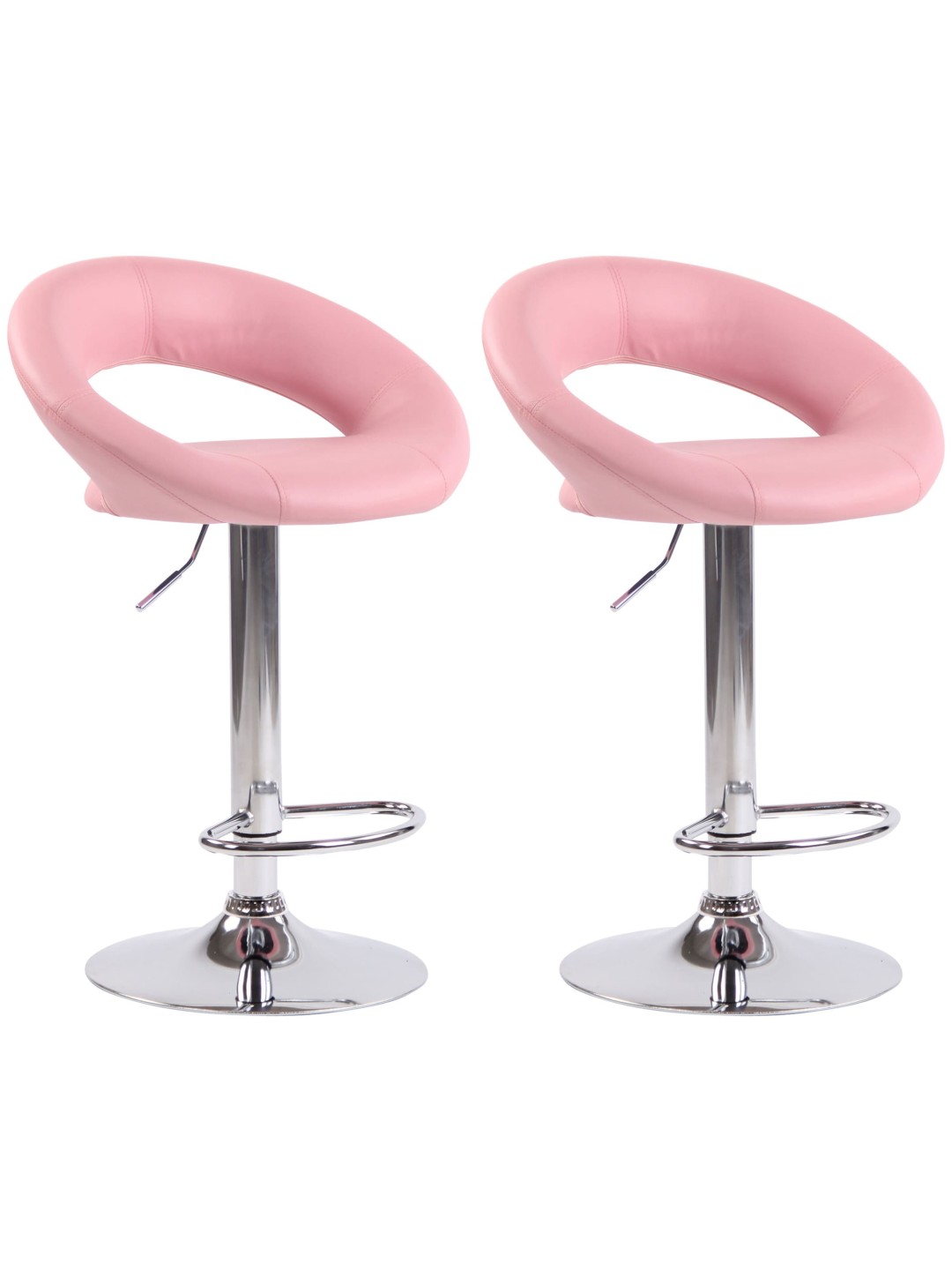 Lot de 2 tabourets de bar Olinda simili cuir chromé, rose