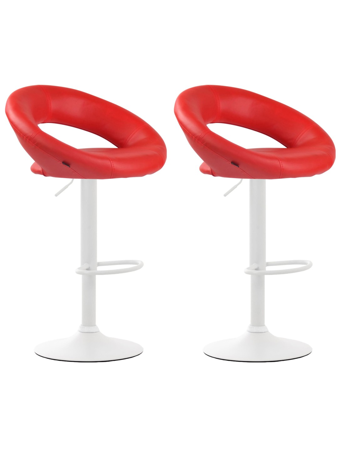Lot de 2 tabourets de bar Olinda simili cuir, rouge