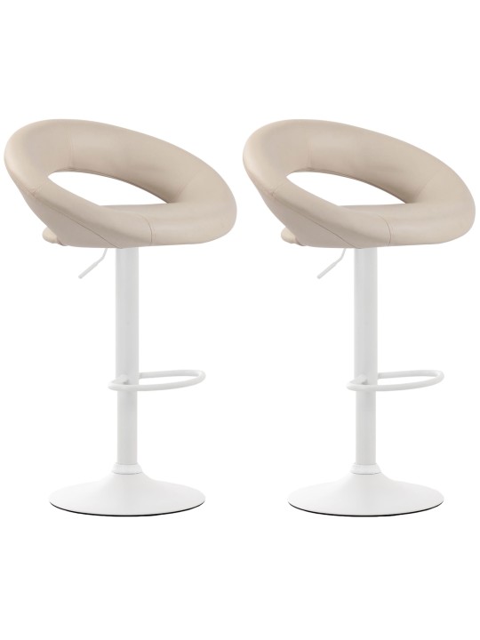 Lot de 2 tabourets de bar Olinda simili cuir, crème