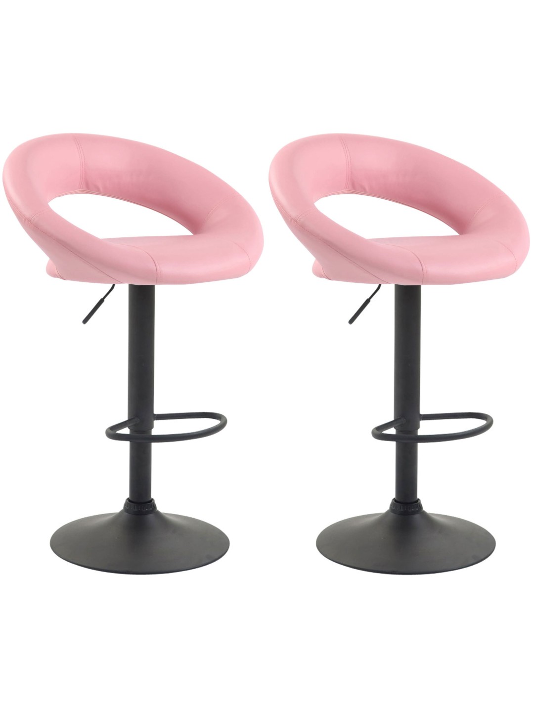 Lot de 2 tabourets de bar Olinda simili cuir, rose