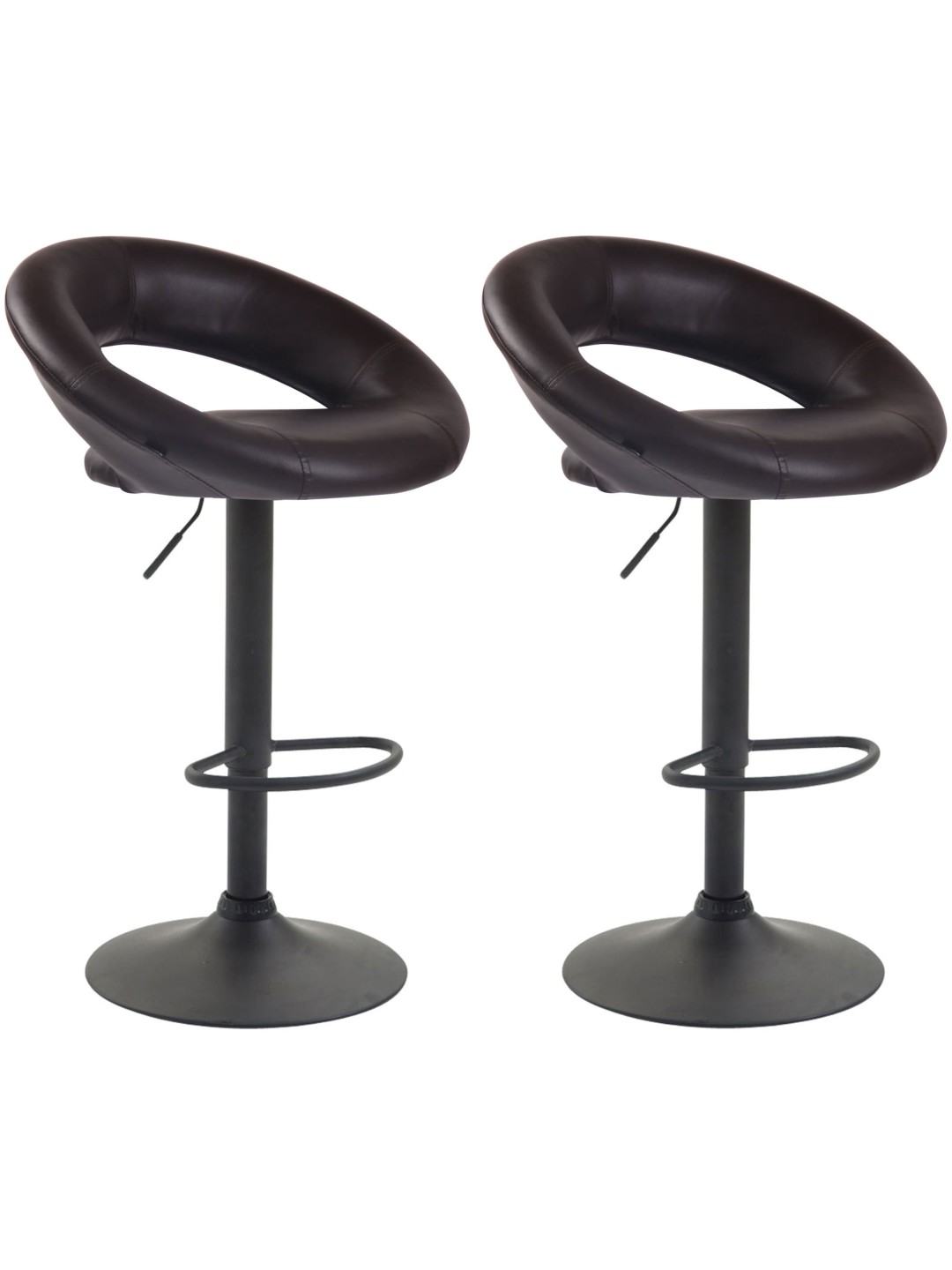 Lot de 2 tabourets de bar Olinda simili cuir, brun