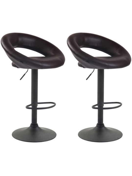 Lot de 2 tabourets de bar Olinda simili cuir, brun
