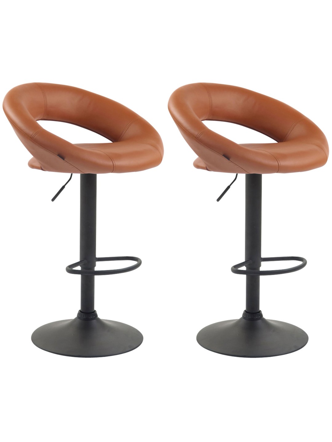 Lot de 2 tabourets de bar Olinda simili cuir, brun clair