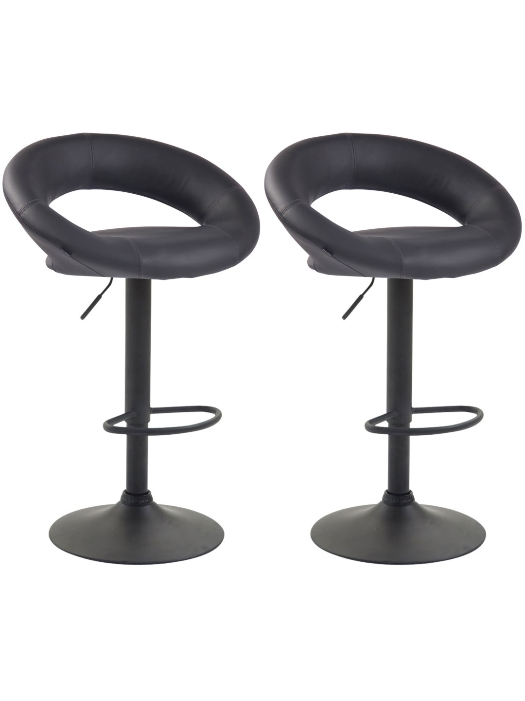 Lot de 2 tabourets de bar Olinda simili cuir, gris