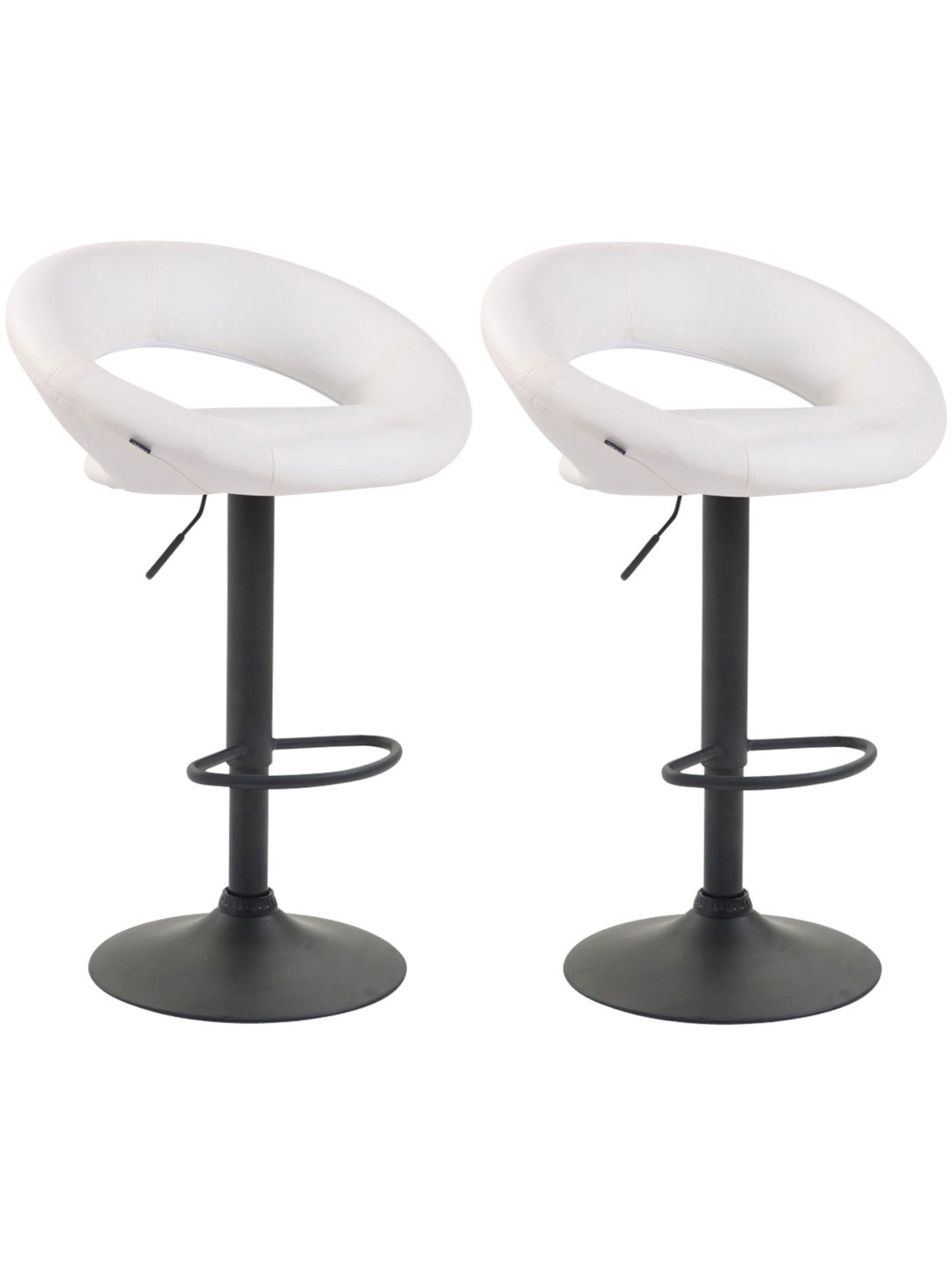 Lot de 2 tabourets de bar Olinda simili cuir, blanc