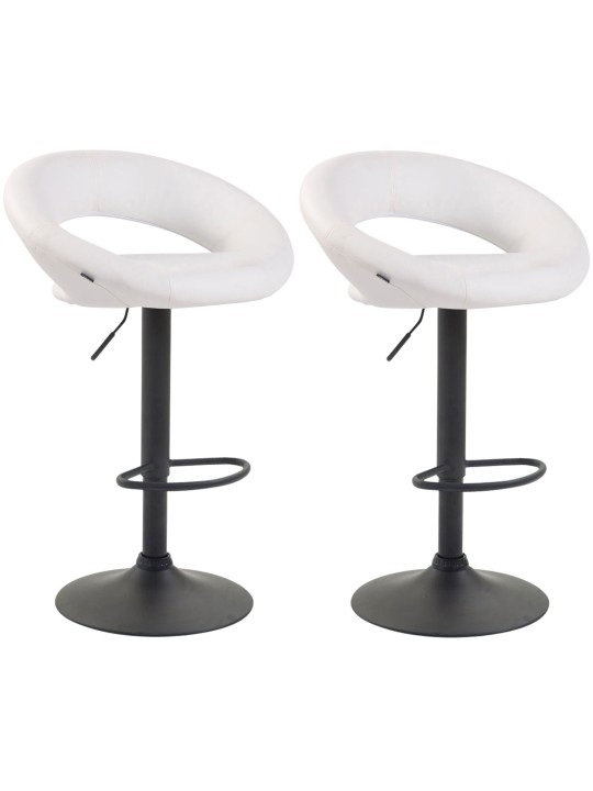 Lot de 2 tabourets de bar Olinda simili cuir, blanc