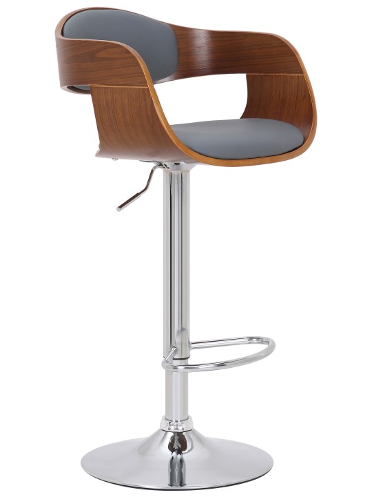 Lot de 2 tabourets de bar Kingston C simili cuir, noyer/gris