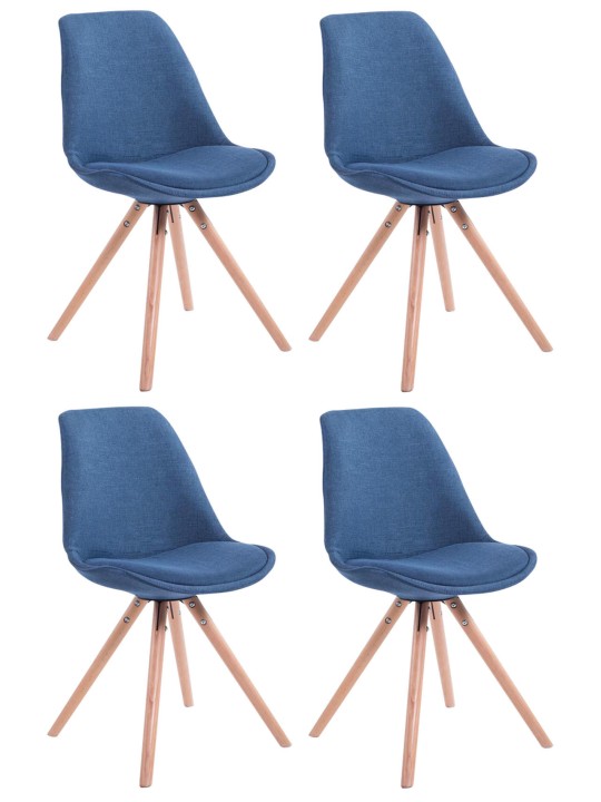 Lot de 4 Chaises Toulouse Tissu Natura Ronde, bleu Lot de 4 Chaises Toulouse Tissu Natura Ronde, bleu