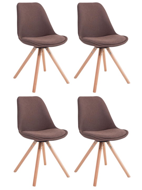 Lot de 4 Chaises Toulouse Tissu Natura Ronde, brun Lot de 4 Chaises Toulouse Tissu Natura Ronde, brun