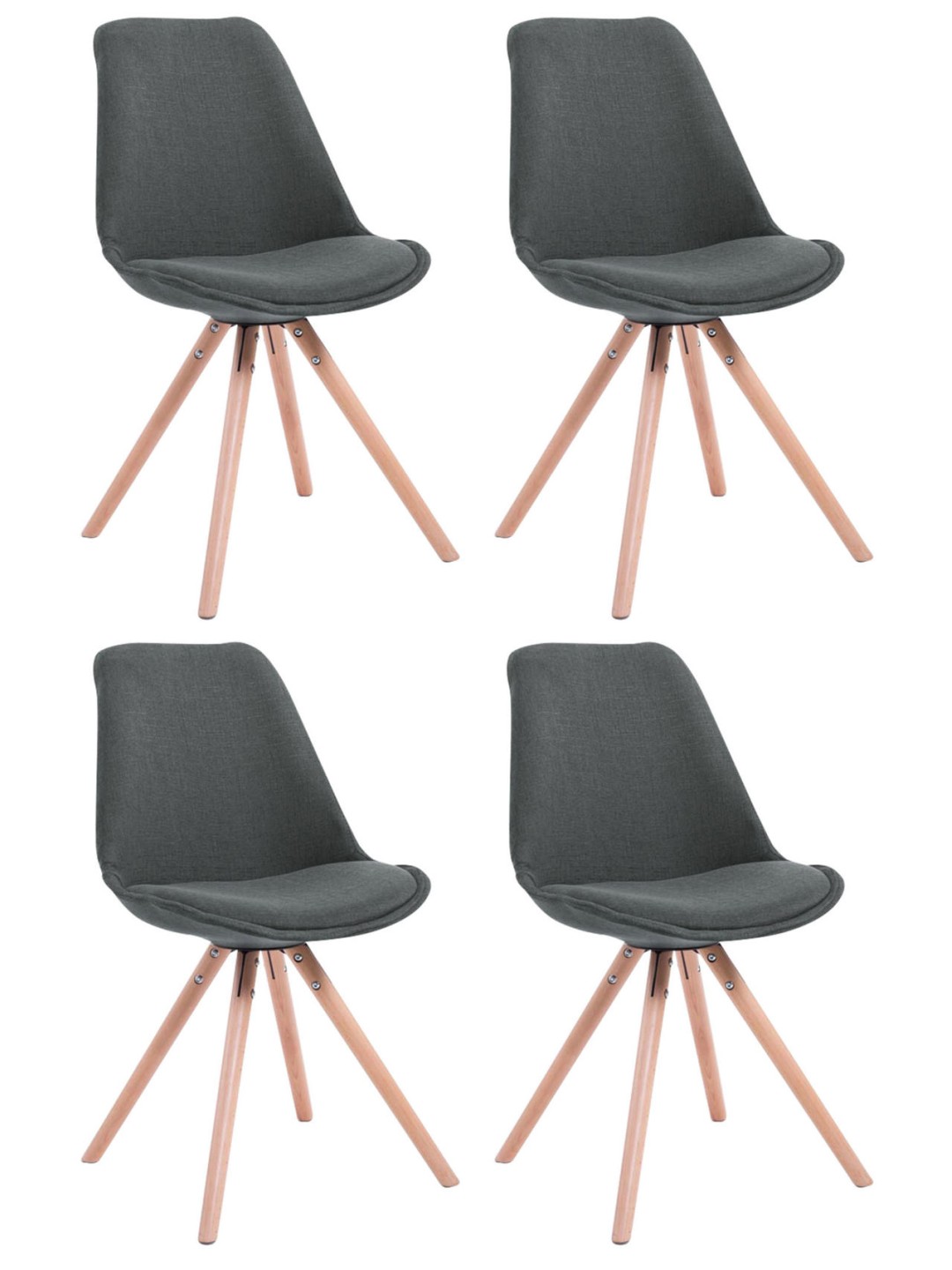 Lot de 4 Chaises Toulouse Tissu Natura Ronde, gris foncé