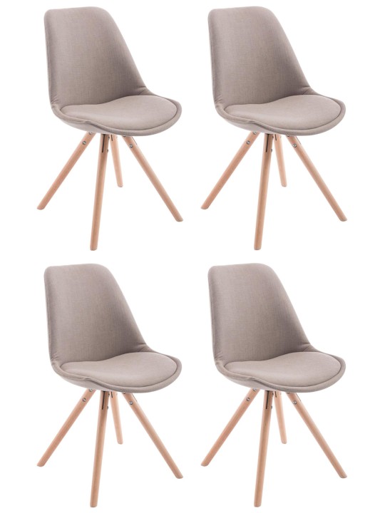 Lot de 4 chaises Toulouse tissu Natura rondes, taupe Lot de 4 chaises Toulouse tissu Natura rondes, taupe