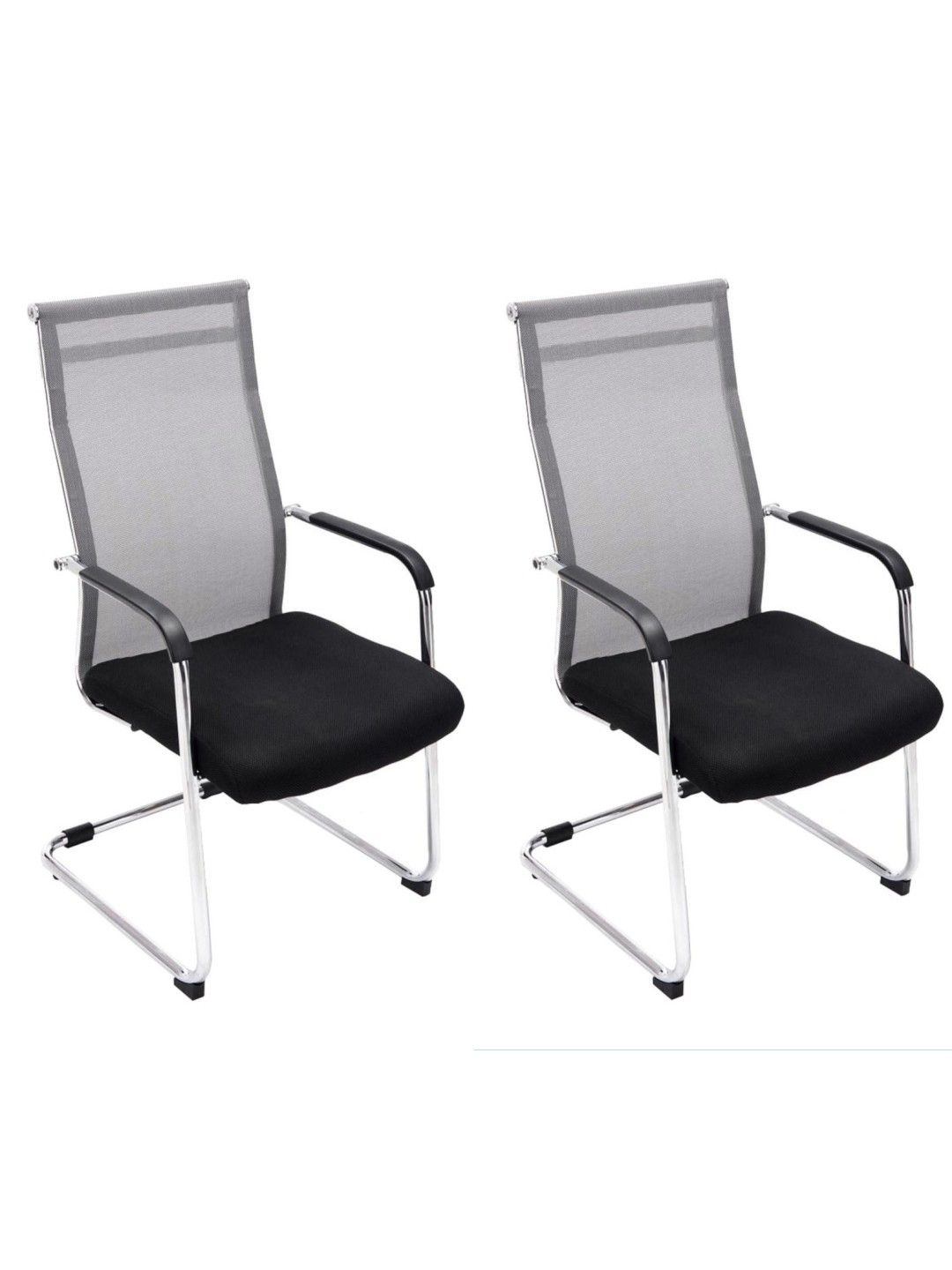 Lot de 2 chaises visiteurs Brenda, gris