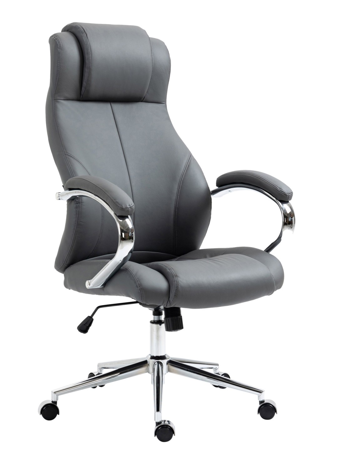 Chaise de bureau Salford cuir véritable, gris