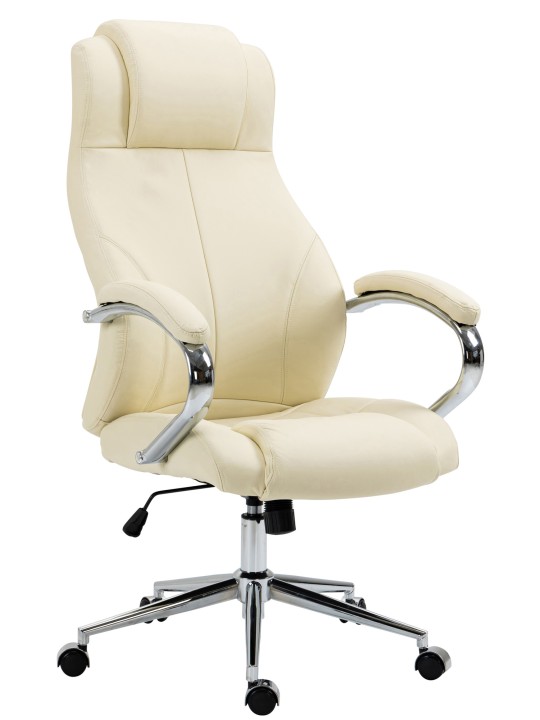 Chaise de bureau Salford cuir véritable, crème