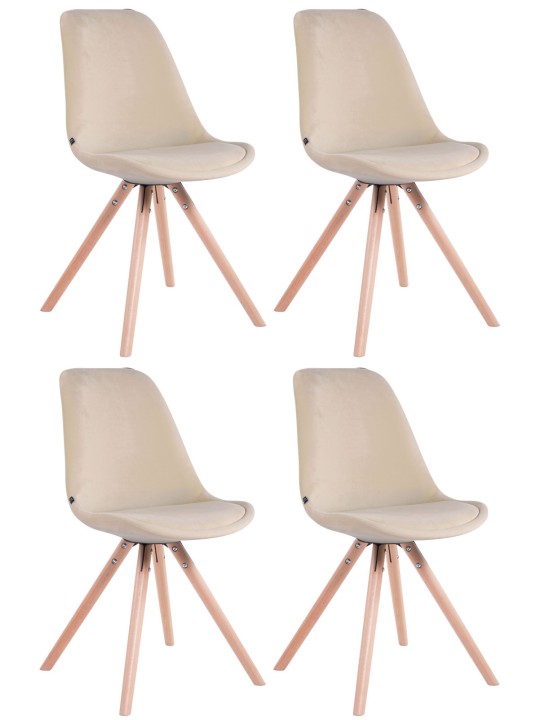 Lot de 4 chaises Toulouse velours rond naturel, crème Lot de 4 chaises Toulouse velours rond naturel, crème