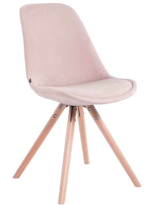 Lot de 4 chaises Toulouse velours rond naturel, rose Lot de 4 chaises Toulouse velours rond naturel, rose