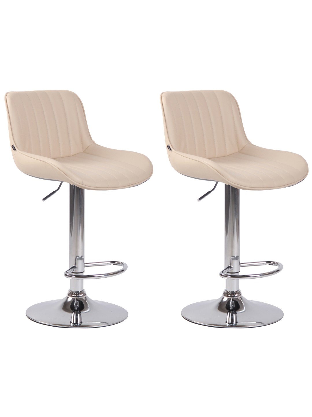 Lot de 2 tabourets de bar Lentini simili cuir chromé, crème