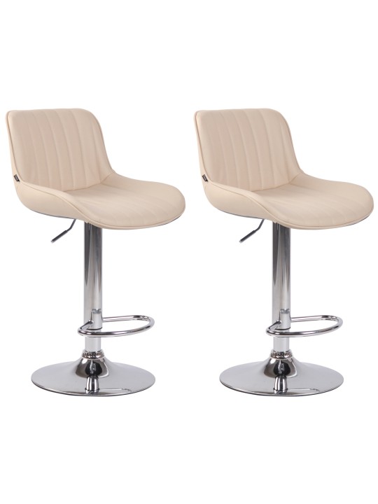 Lot de 2 tabourets de bar Lentini simili cuir chromé, crème Lot de 2 tabourets de bar Lentini simili cuir chromé, crème