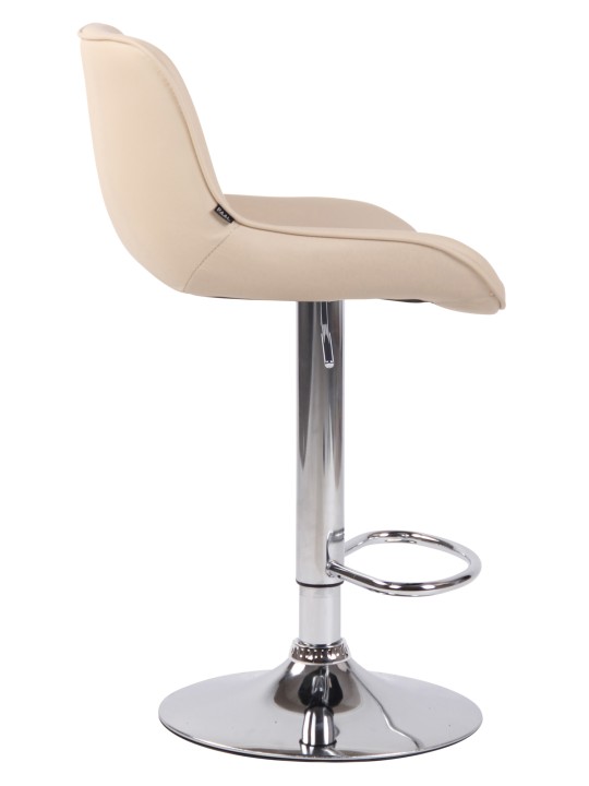 Lot de 2 tabourets de bar Lentini simili cuir chromé, crème Lot de 2 tabourets de bar Lentini simili cuir chromé, crème