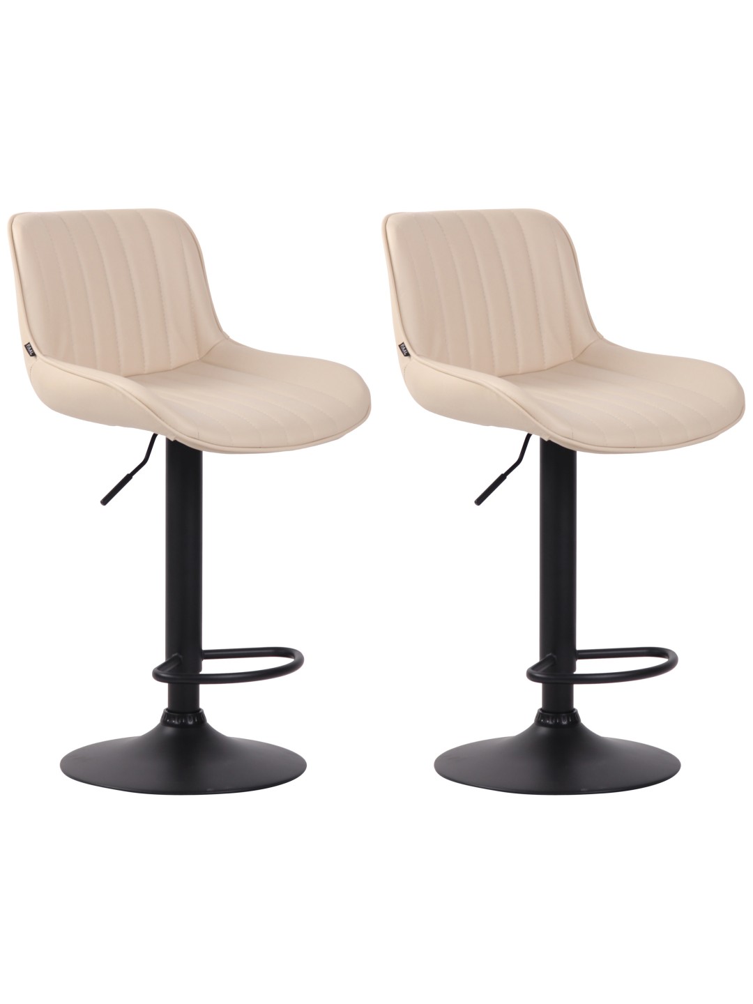 Lot de 2 tabourets de bar Lentini simili cuir, crème