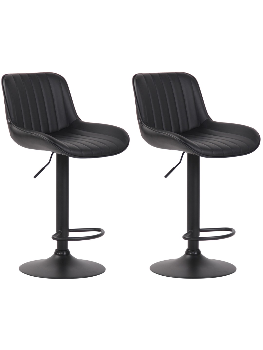 Lot de 2 tabourets de bar Lentini simili cuir, noir