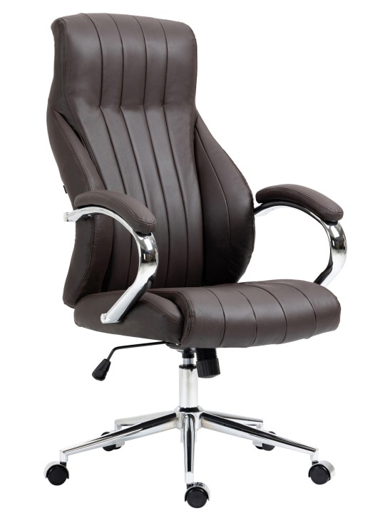 Chaise de bureau Wigan cuir véritable, brun