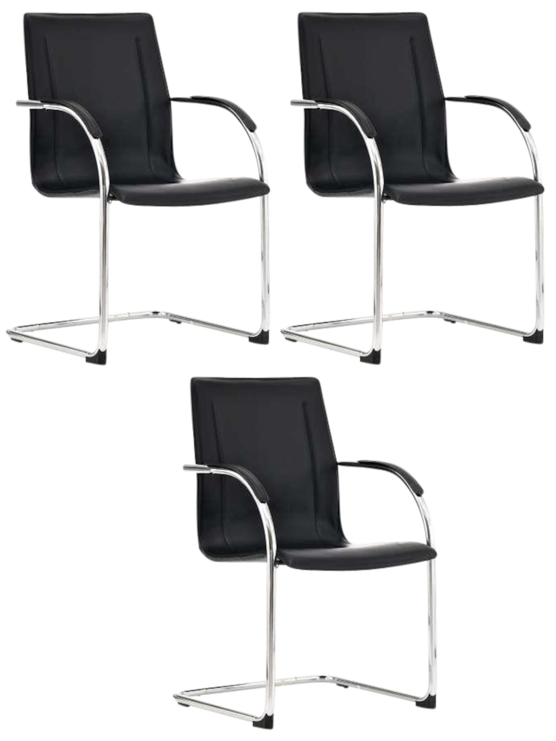 Ensemble de 3 chaises Melina, noir