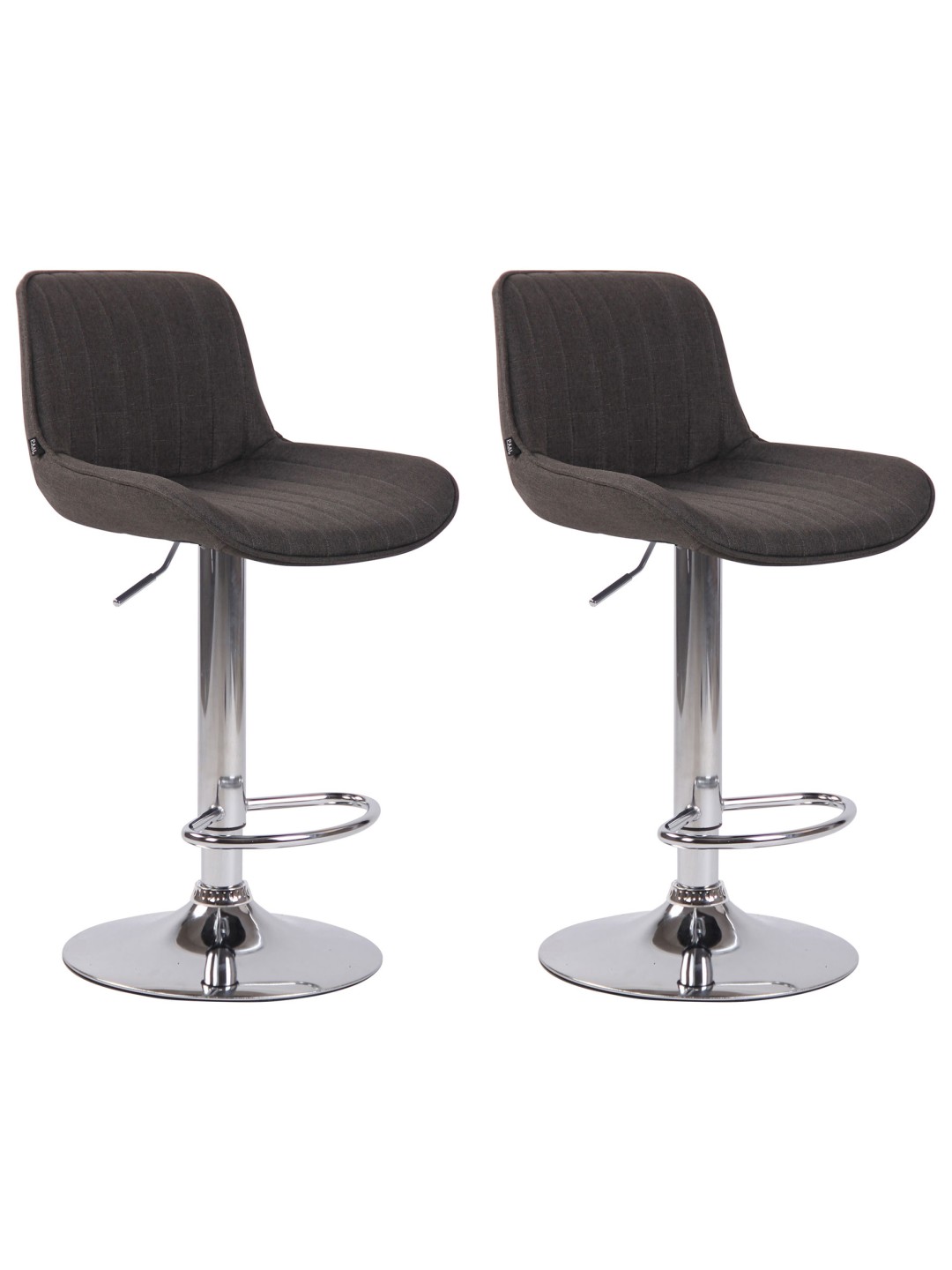 Lot de 2 tabourets de bar Lentini tissu chrome, gris foncé