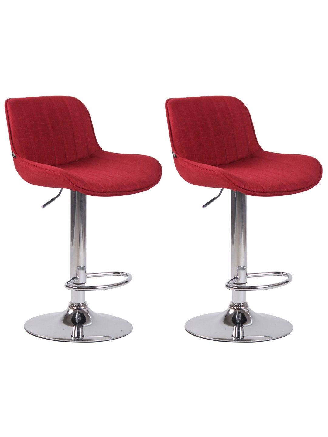 Lot de 2 tabourets de bar Lentini tissu chrome, rouge