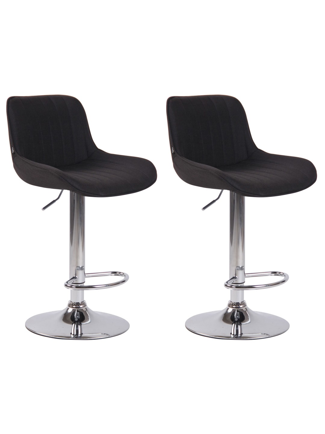 Lot de 2 tabourets de bar Lentini tissu chrome, noir