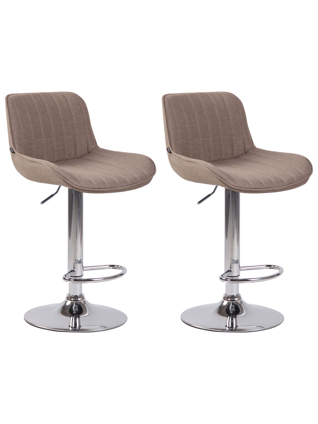 Lot de 2 tabourets de bar Lentini tissu chrome, taupe